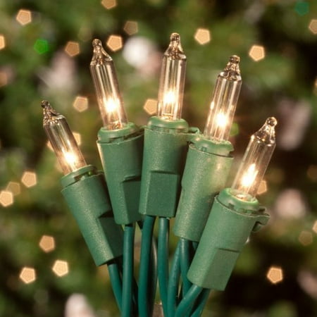 Commercial 50 ct. Clear Mini Lights with Green Wire 6 in. Spacing (Case)