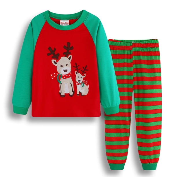 Pijamas de Navidad para bebés y niñas, conjunto de pijamas de Navidad de Papá Noel, ropa de dormir de algodón para niños pequeños, ropa de dormir de Año Nuevo para niños, conjunto informal