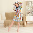 thumbnail image 3 of FORMRS Niños Bathrobe Unisex Hooded Robe Soft Plush Pajamas Sleepwear, Size 10-12T, Yellow Floral Tomatoes, 3 of 7