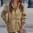 thumbnail image 2 of IROINNID Women's Mid-Length Shearing Jacket Solid Color Long Sleeve Ladies Winter Loose Top Hoodless Casual Plush jacket, Khaki, 2 of 5