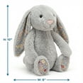 thumbnail image 3 of Aximioll 9.8" Pebble Grey Easter Bunny Plush Toy with Flower Pattern Ears - Floral Rabbit Stuffed Animal Doll - Soft Fuzzy Vintage Cottagecore Spring Decor & Basket Stuffer Gift for Boys, 3 of 8