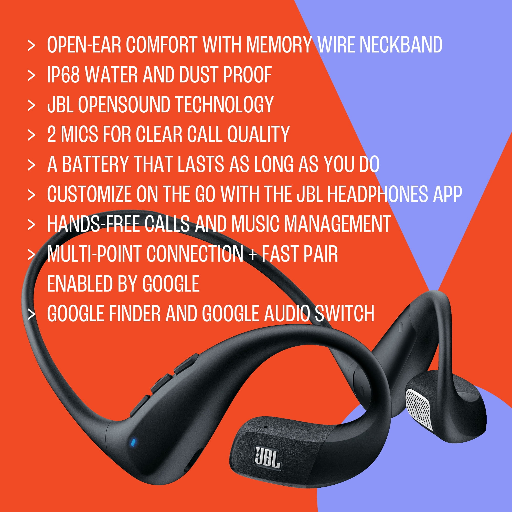 JBL Endurance Pace - Open-Ear Sport Headphones - Black / Gray