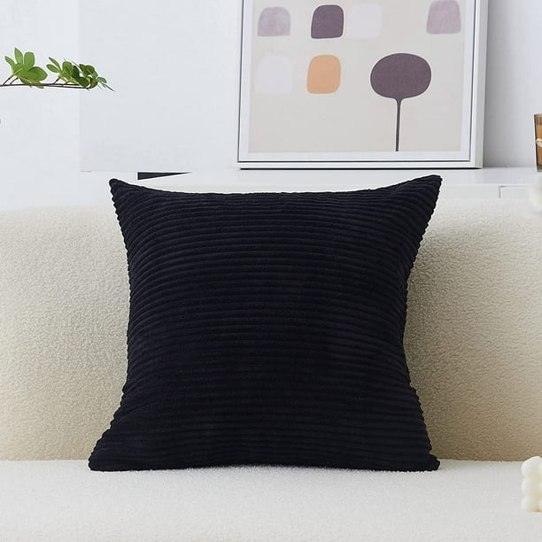 HHHC Black Euro Pillow Shams Large Striped Corduroy European
