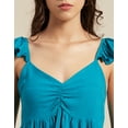 thumbnail image 5 of Moomaya Women Solid Ruffled Short Sleeves Top, Sweetheart Neck, Vacation Top, 5 of 8