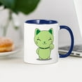 thumbnail image 3 of CafePress - Maneki Neko Green Lucky Cat Mug - 11 oz Ceramic Mug - Novelty Coffee Tea Cup, 3 of 4