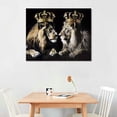 thumbnail image 2 of Nawypu  King and Queen Lion Canvas Wall Art Black and White Gold Crown Male and Female Lion Pictures Prints African Animal Modern Painting Artwork for Home Decor Framed, 2 of 6