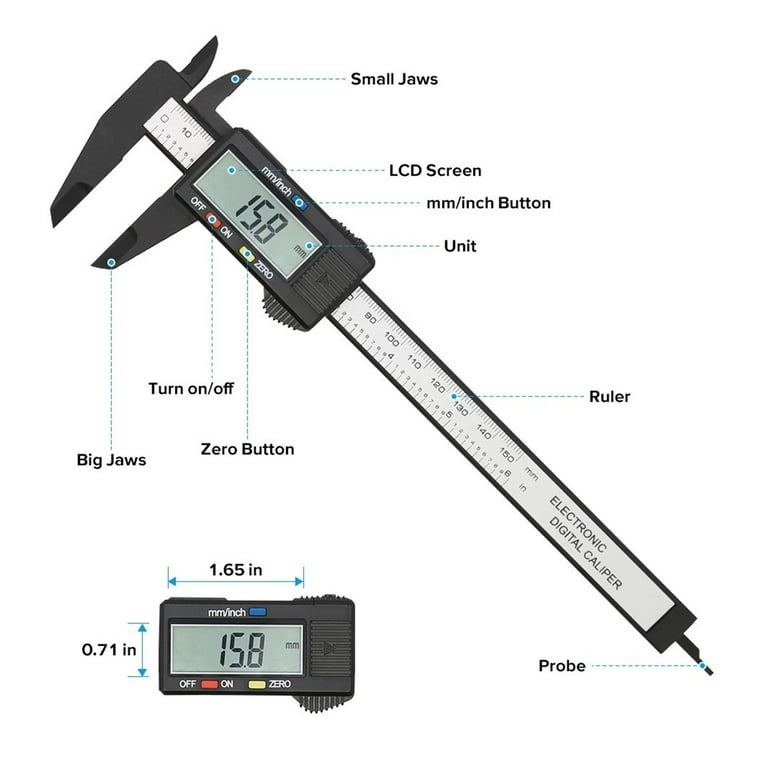 150mm 100mm Electronic Digital Caliper Carbon Fiber Dial