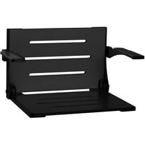 Silhouette Comfort Folding Wall Mount Shower Bench Seat with Arms, Black Seat with Matte Black Frame