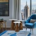 thumbnail image 2 of Nolan Marble Top Three Pack Solid Wood Accent Table Set, 2 of 6