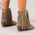 thumbnail image 6 of SACFOF Cowboy Boots for Women Ankle Western Fringe Booties Low Heel Rivet Boots, 6 of 6