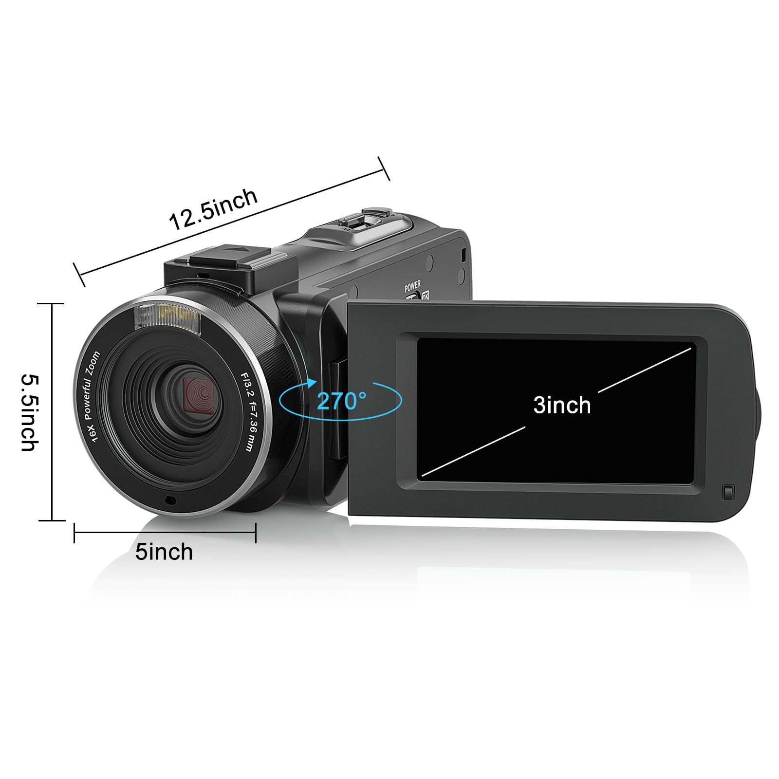 Camcorder Digital Camera 1080P 30FPS Video Camera 36MP IR Night Vision Vlogging Camera Recorder 3.0 Inch IPS Screen 270 Degree Rotation 16X Digital Zoom Camcorder with Remote Control,32GB SD Card