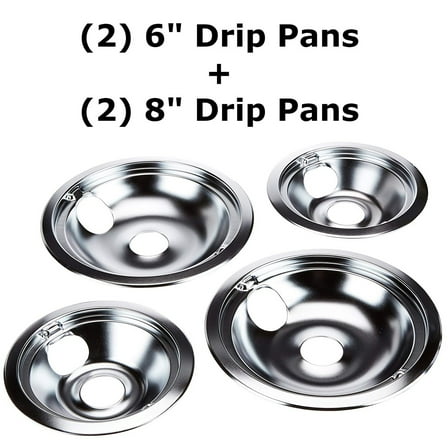 KITCHEN BASICS 101 4 Pk Replacement Chrome Burner Drip Pans for GE GE68C