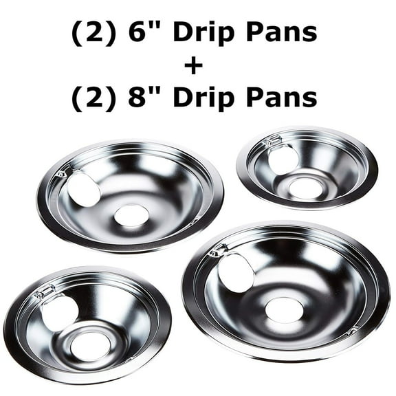 KITCHEN BASICS 101 4 Pk Replacement Chrome Burner Drip Pans for GE GE68C