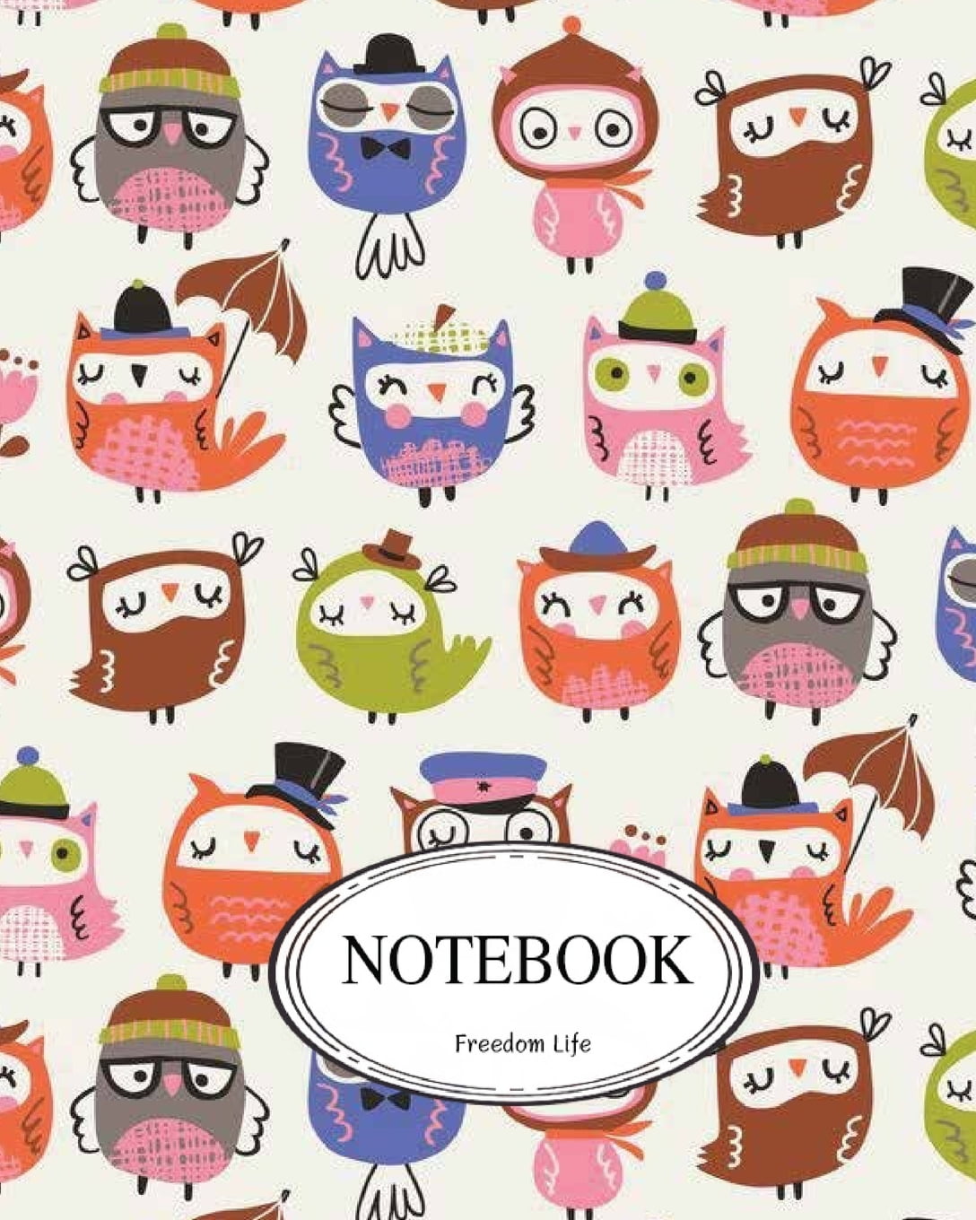 Notebook Cute Owl Pocket Notebook Journal Diary, 110 pages, 8" x 10