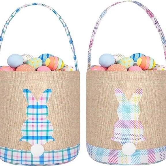 Easter Bunny Basket Canvas Easter Egg Hunts Decorations Storage Reusable Grocery Candy Bag Gifts