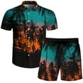 thumbnail image 5 of Summer Savings Clearance! Edvintorg Summer Men's Hawaiian Suit Short Sleeve Printed Button Shirt Beach Shorts Sets Street Casual Men's Suit 2 Pieces Men Clothing, 5 of 7