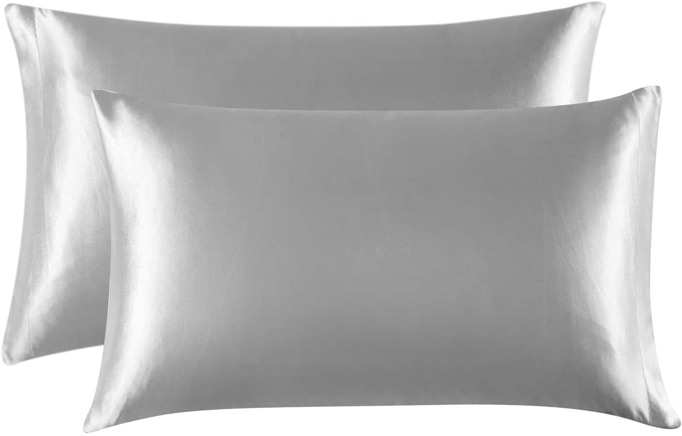14 x 20 Inches FLXXIE 2 Pack Satin Toddler Pillowcases Silver Grey Luxury Travel Pillow Cases with Envelope Closure for Kids 