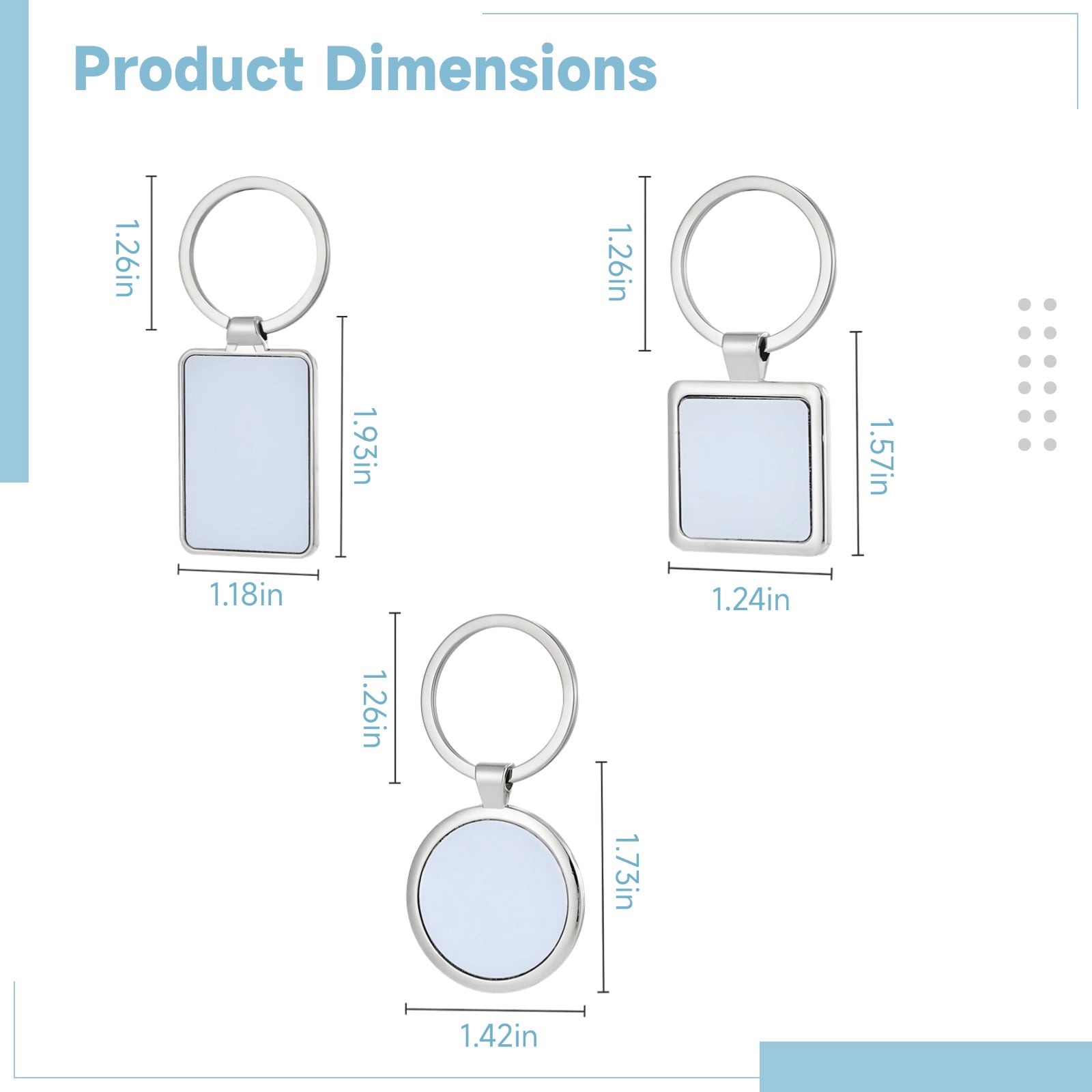 12 Pcs Sublimation Keychain Blanks, Metal Key Chain Set with Round, Square, and Rectangle Designs - DIY Heat Transfer Key Ring Pendants for Custom Photo Presents and Personalization