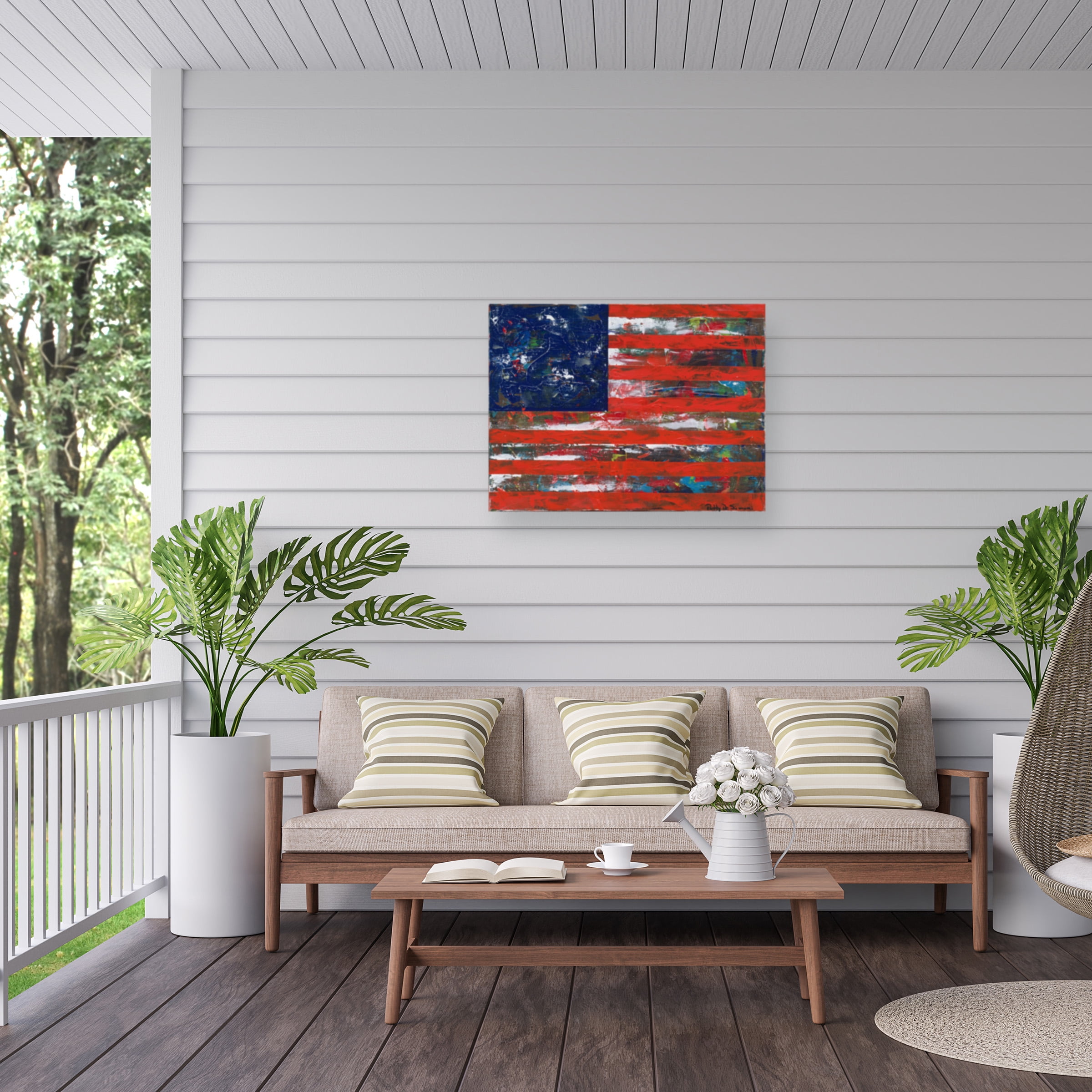 Patricia Alvez 'American Flag' Outdoor Canvas 18x24