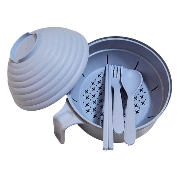 Microwave Ramen Noodle Cooker Set – 6-Piece Instant Soup Bowl with Strainer, Chopsticks, Spoon, Fork & Phone Holder