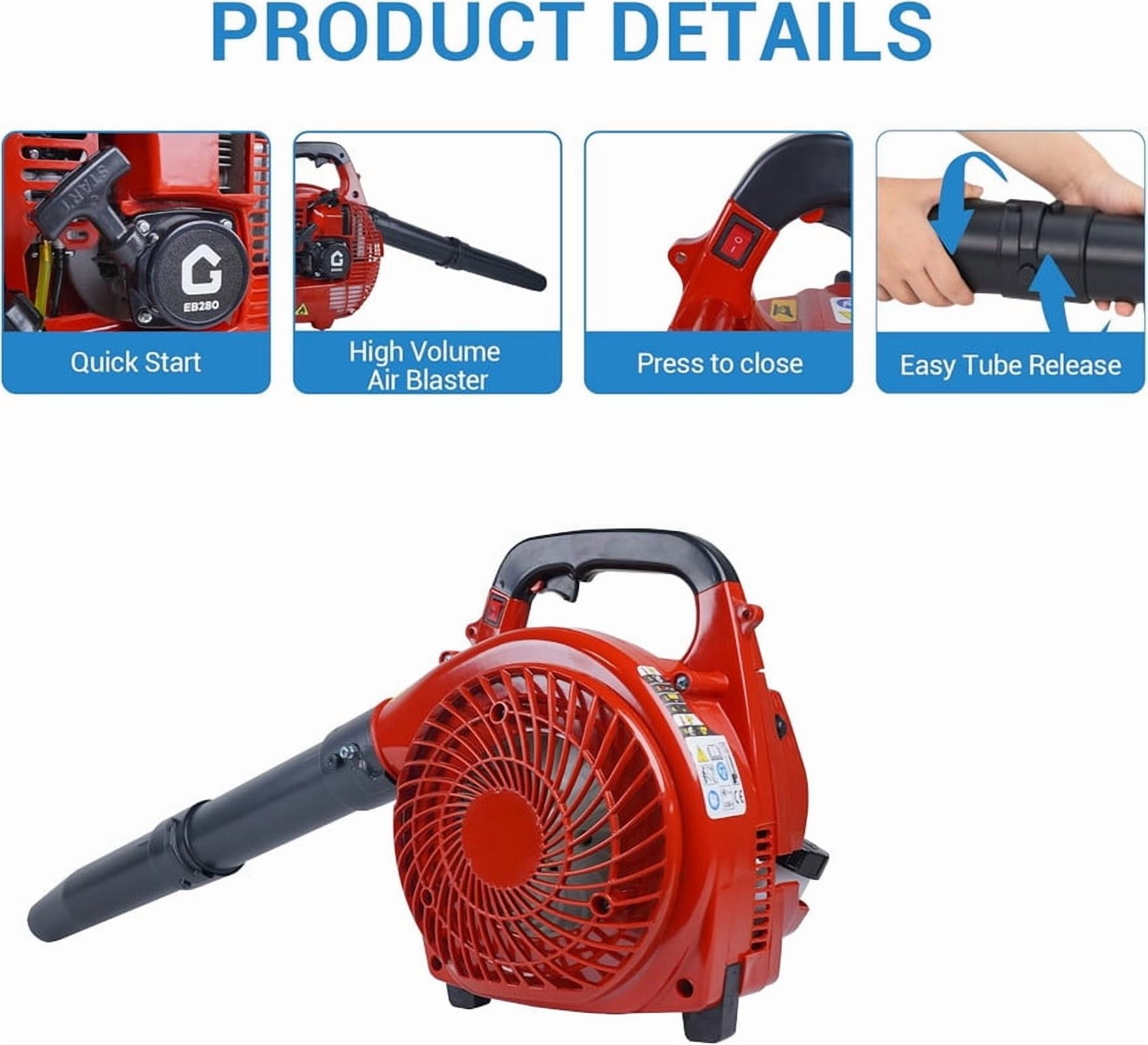 Towallmark Cordless Leaf Blower, 28CC 490-CFM 180-MPH Electric Leaf Blower with Battery - Gas-Powered Alternative for Lawn Care & Snow Removal - Handheld Leaf Blower Vacuum with Backpack Strap