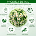 thumbnail image 2 of Artificial Topiaries Balls with White Flower : 12 Inch Topiary Balls Artificial Outdoor Decor,Artificial Boxwood Ball Plants Outdoor for Courtyard, Hallway, Park,Wedding (White), 2 of 11