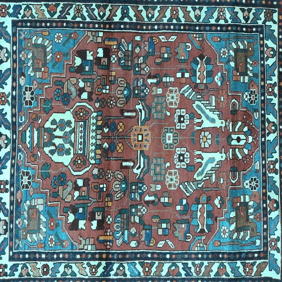 Ahgly Company Indoor Square Persian Light Blue Traditional Area Rugs, 3' Square