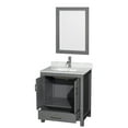 thumbnail image 2 of Wyndham Collection Sheffield 30 Inch Single Bathroom Vanity in Dark Gray, White Carrara Marble Countertop, Undermount Square Sink, and 24 Inch Mirror, 2 of 3