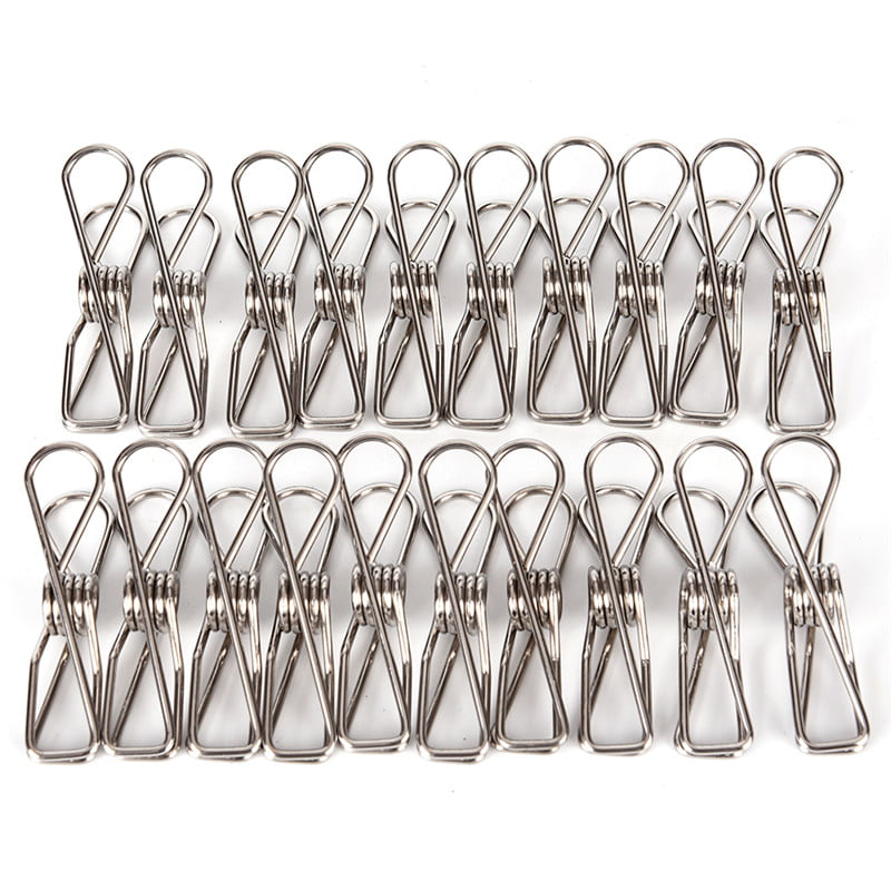 Details about   Stainless Steel Clothes Washing Line Pegs Metal Paper Photo Clips Hanger Pins 