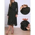 thumbnail image 2 of DARING DIVA Chiffon Midi Sheer Long Sleeve Smocked A-Line Dress XS Black, 2 of 6