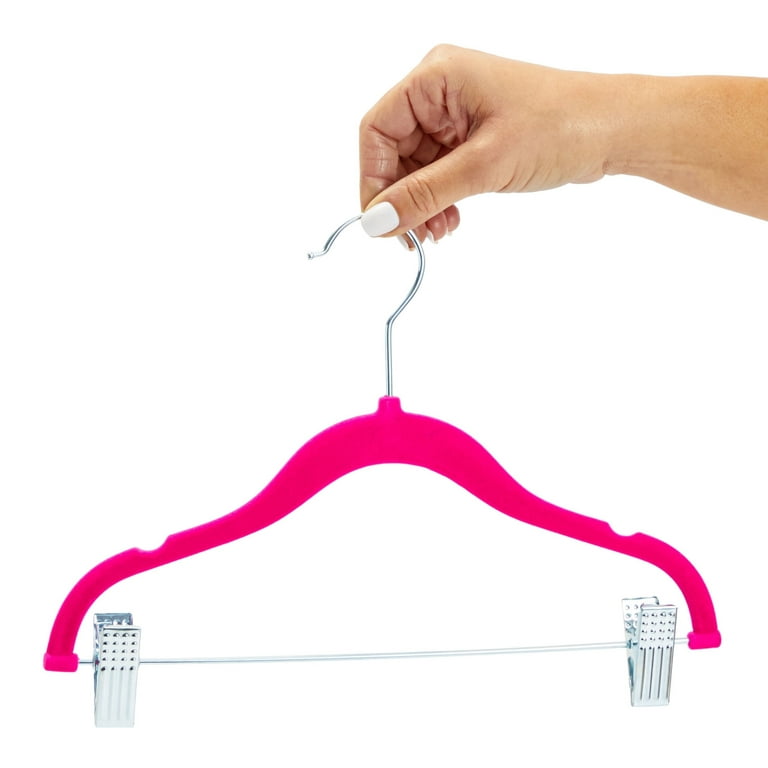 Kids Velvet Hangers, VIS'V 11 Inch Pink Non-Slip Baby Clothes