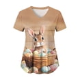 thumbnail image 5 of UngA Womens Easter Shirt Happy Bunny Tshirt Cute Crew Neck Easter Egg Rabbit Teacher Tee Graphic Easter Tee Shirts for Women (Brown,M), 5 of 7