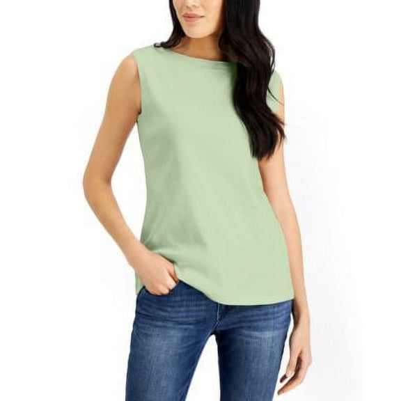 MSRP $13 Karen Scott Women Cotton Boat-Neck Tank Top Green Size 2XL