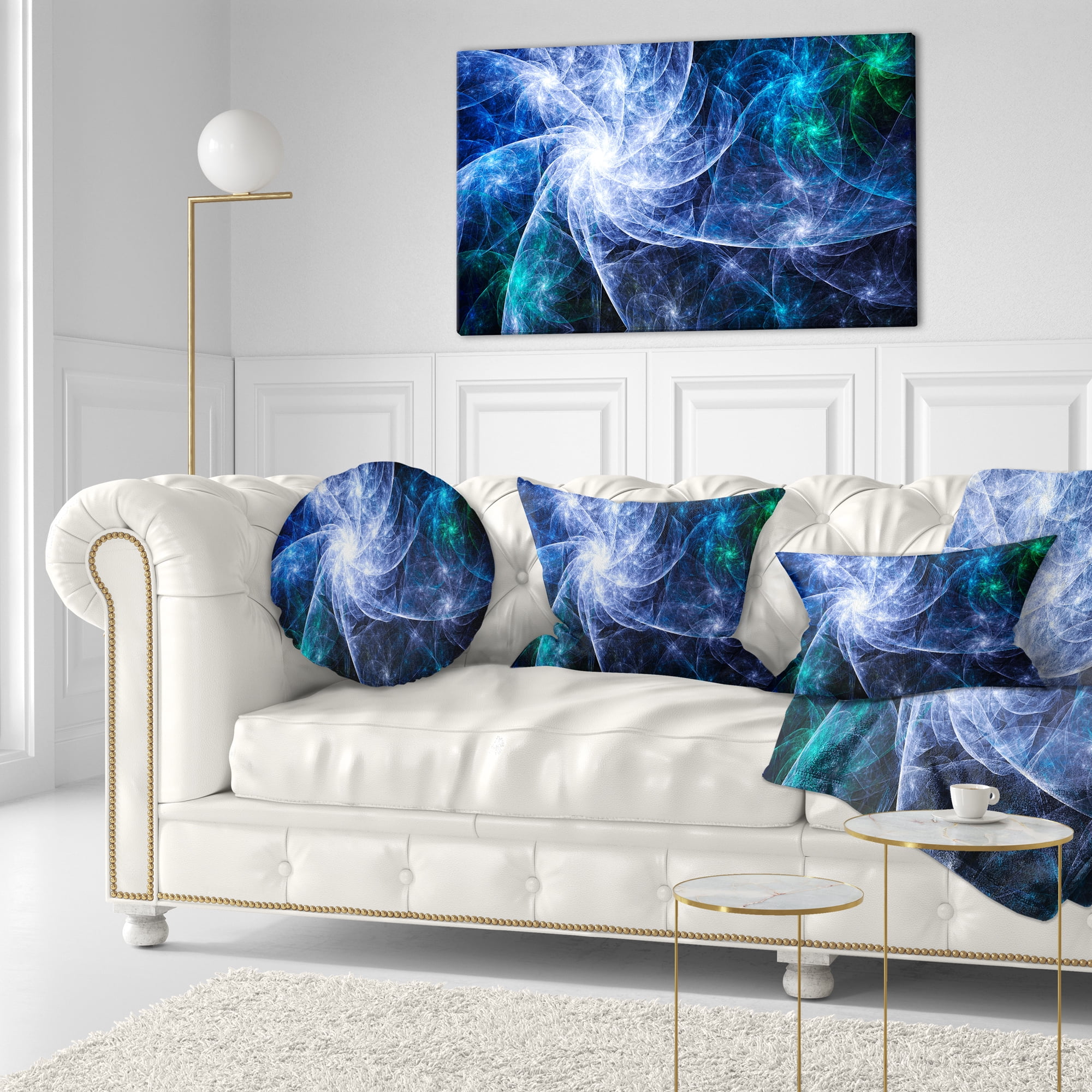 Designart Blue Fractal Star Pattern - Abstract Throw Pillow - 12x20