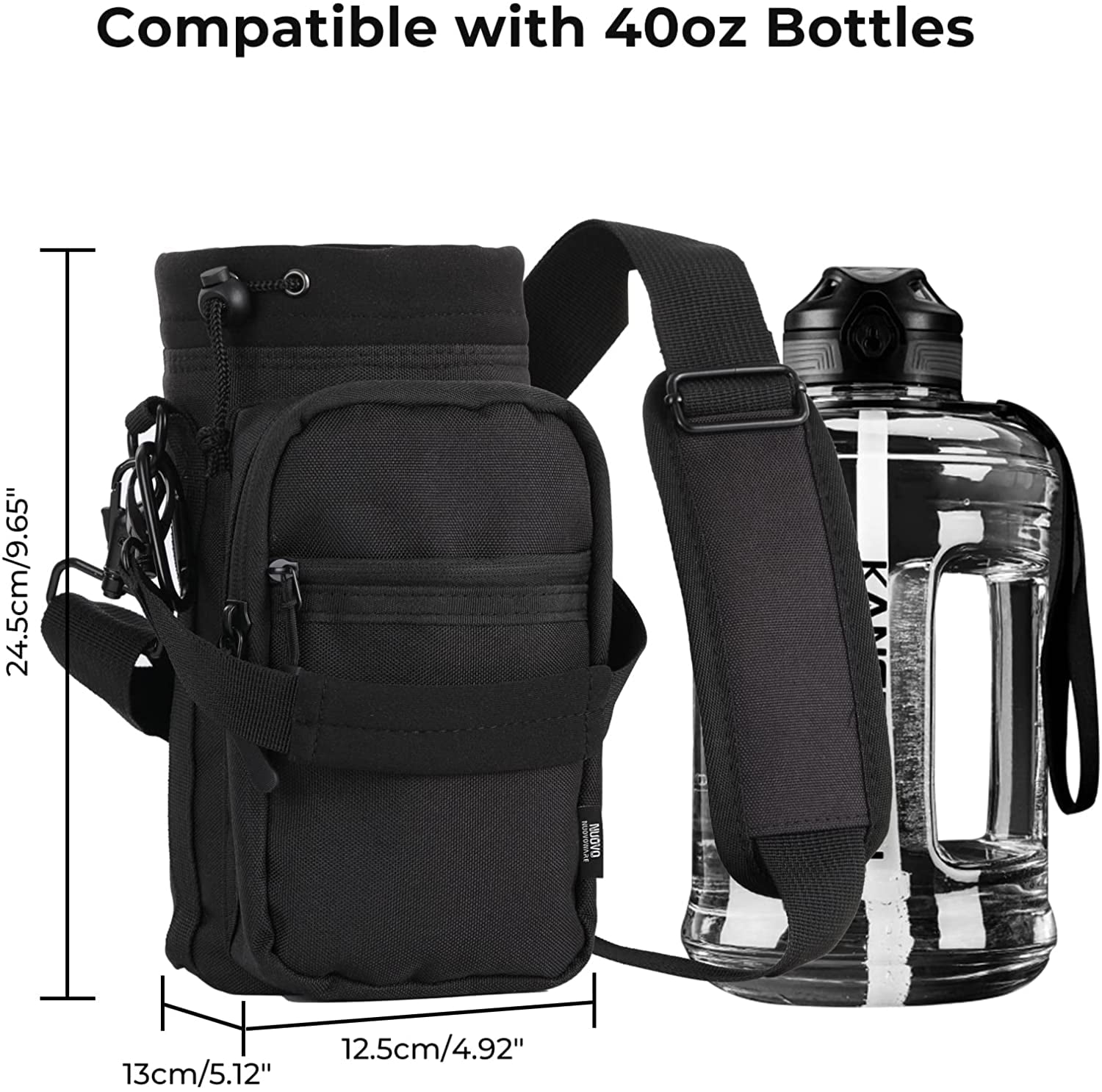 AceTreker 32 oz 40 oz Water Bottle Carrier Bag, Neoprene water bottle  sleeve with 4 pocket, Sport Water Holder with Paracord Handle and Shoulder  Strap
