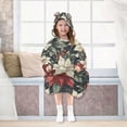 thumbnail image 7 of FORMRS Wearable Blanket Hoodie with Sleeves for Kids Cozy Flannel Sweatshirt, White Christmas Leaves, 7 of 7