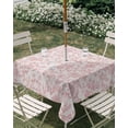 thumbnail image 3 of Square Outdoor Tablecloth with Umbrella Hole Farmhouse Pink Outside Table Cloth Waterproof Patio Table Cover Vintage Flower Leaf Botanical Plant Zipper Tablecloths for Picnic Party Camping 54x54 Inch, 3 of 8