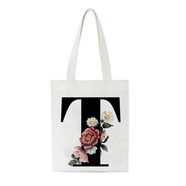 Bolsa de asas con inicial personalizada Regalo de acuarela floral para su carta Bolsa de tela Wmkox8yii HFSH72