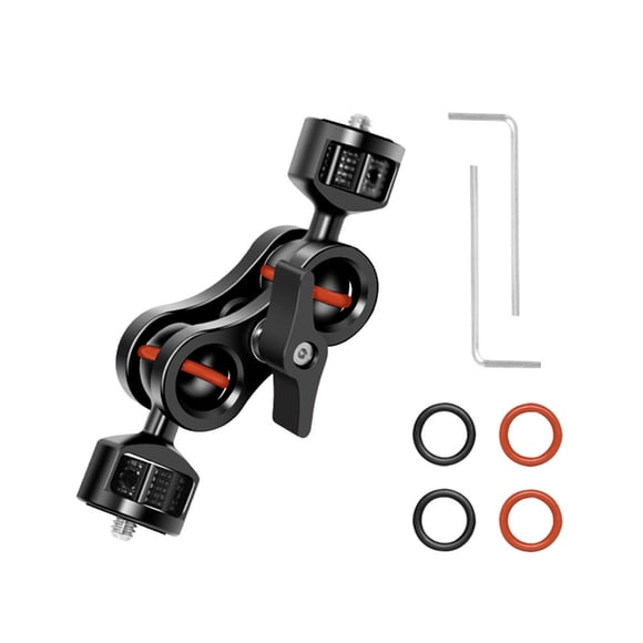 yeacher 360° Rotatable Dual Ball Head Magic Arm with 1/4 Inch Screws, Foldable Aluminum Alloy Camera Mount, Black/White (Optional)