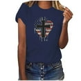 thumbnail image 2 of SOOMLON Fourth of July Short Sleeve Blouses for Women Cross Print Usa Flag Shirts Crew Neck 4th of July Tops Short Sleeve Trendy T-Shirt Loose Fit Tee Blouse Outfits, 2 of 4