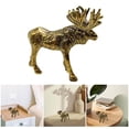 thumbnail image 2 of Realistic Brass Sculpture for Living Room Desktop Shelf Decors Antique Metal Deer Miniature Figurine, 2 of 9