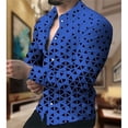 thumbnail image 2 of Camisa de hombre con cuello geométrico, blanca, amarilla, rosa, roja y azul marino, informal, para exteriores, de manga larga, con botones, de diseñador de moda, informal, cómoda, 2 of 5