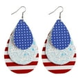 thumbnail image 1 of Earrings, Flag Faux Leather Dangle Patriotic Jewelry, Teardrop Leaf Star Hook Earrings, Independence Day Style, Jewelry For Girls, High-Quality Faux Leather, Durable Metal Hooks, Perfect For, 1 of 8