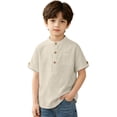thumbnail image 2 of Zhanqunnn Boys Short Sleeve Shirt Button Up Dress Shirts Tees Pockets, Size 7-8 Years, 2 of 4