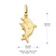 thumbnail image 3 of 14K Yellow Solid Gold Double Dolphin Prosperity Charm Pendant with 1mm Box Chain Necklace - 22", 3 of 4