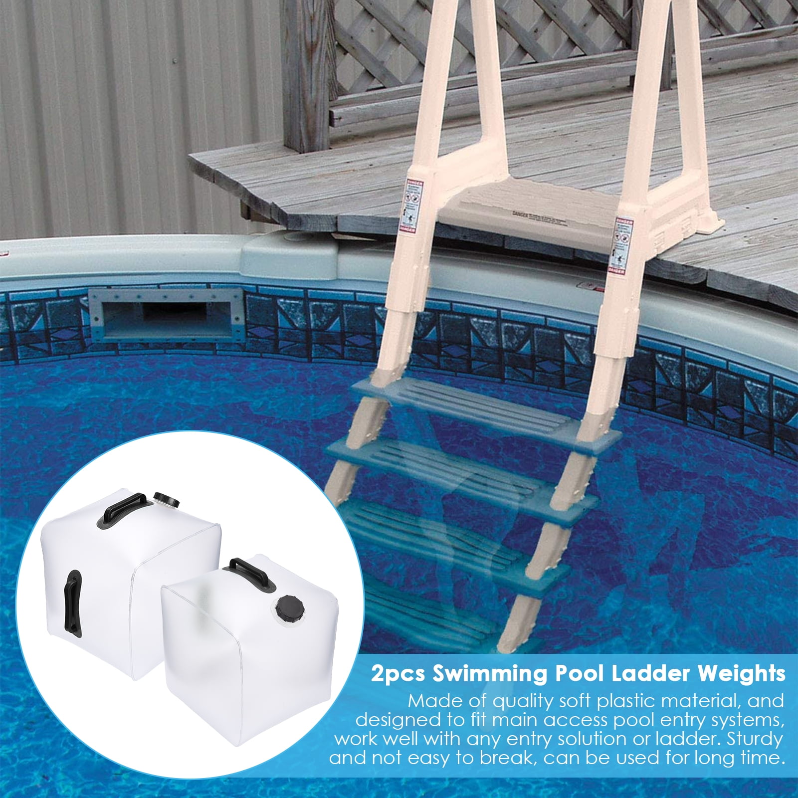 2pcs Swimming Pool Ladder Weights,Universal Plastic Pool Step SandBag,Fillable Anchor Bag for Above Ground Pool Entry System 