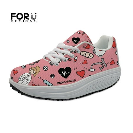 

2024 New Fashion Woman Platform Shoes Cartoon Nurse/Doctor Pattern Swing Shoes Casual Spring/Autumn Female Footwear