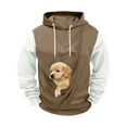 thumbnail image 5 of Oksale Dog Pouch Sweatshirts for Men with Hood Loose Long Sleeve Winter Hoodies Color Block Kangaroo Pouch Pollover Soft Cozy Tops 2025 Brown XL, 5 of 6