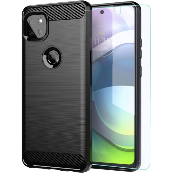 HCTian for Moto One 5G Ace Case with HD Screen Protector, Slim Non-Slip Protective Phone Case Cover for Motorola Moto One 5G UW Ace