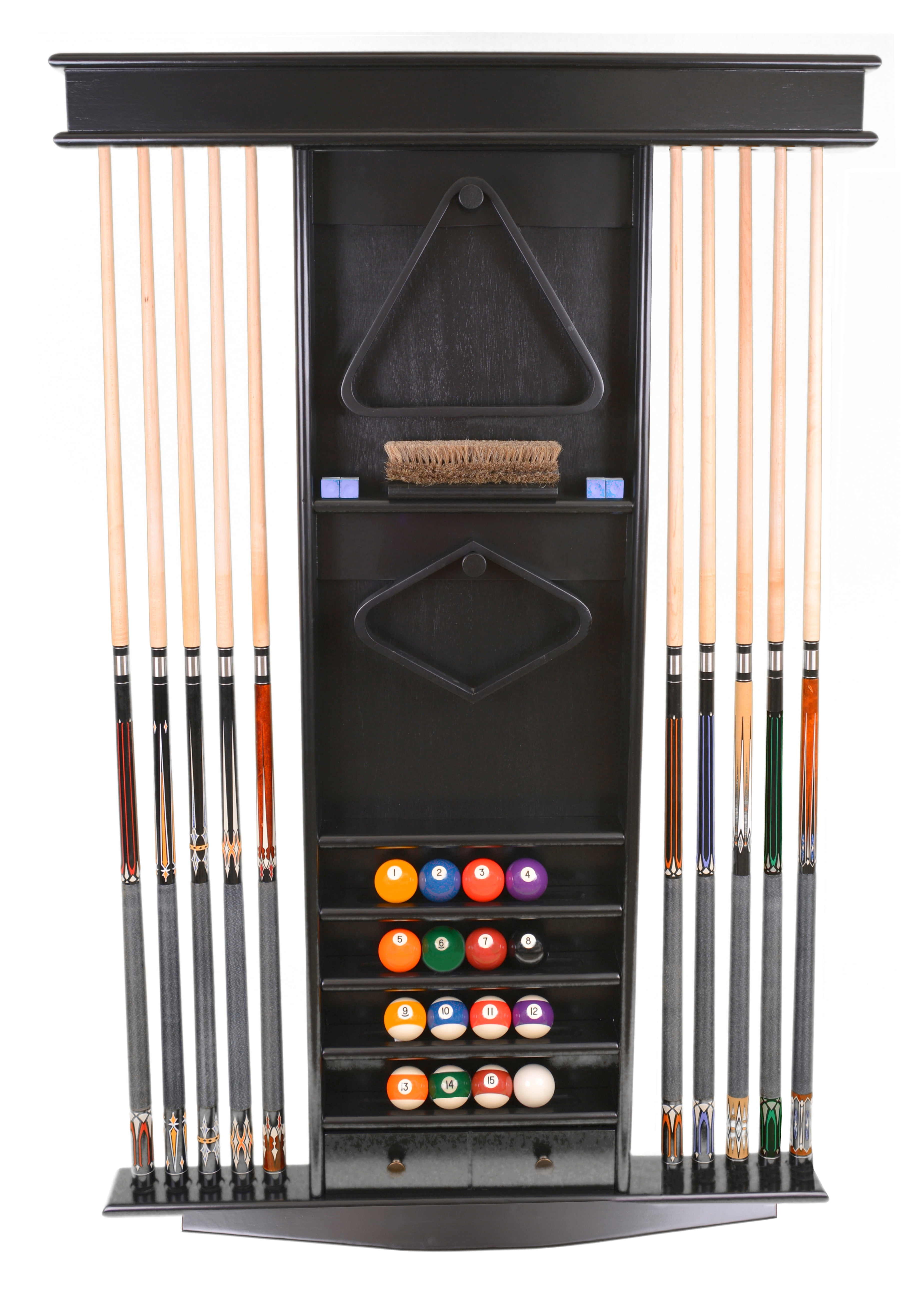 billiard cue wall rack on Cue Rack Only 10 Pool Cue Billiard Stick Ball Set Wall Rack Black Finish Walmart Com Walmart Com